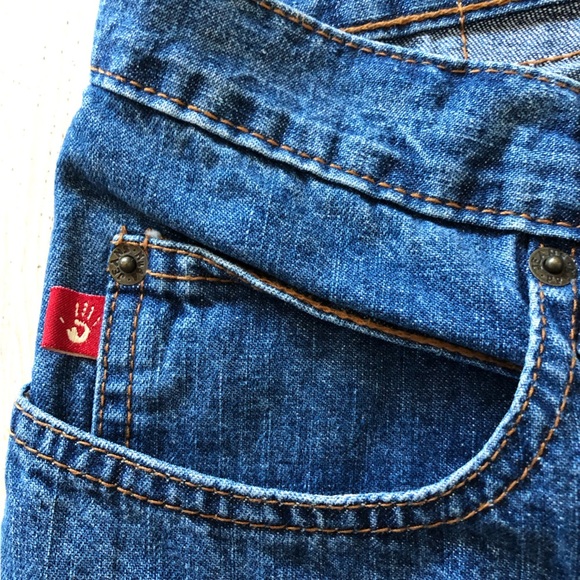 Y2K Mudd Flare Bell Bottom Floral Patch Jeans Size 11 - Picture 12 of 16